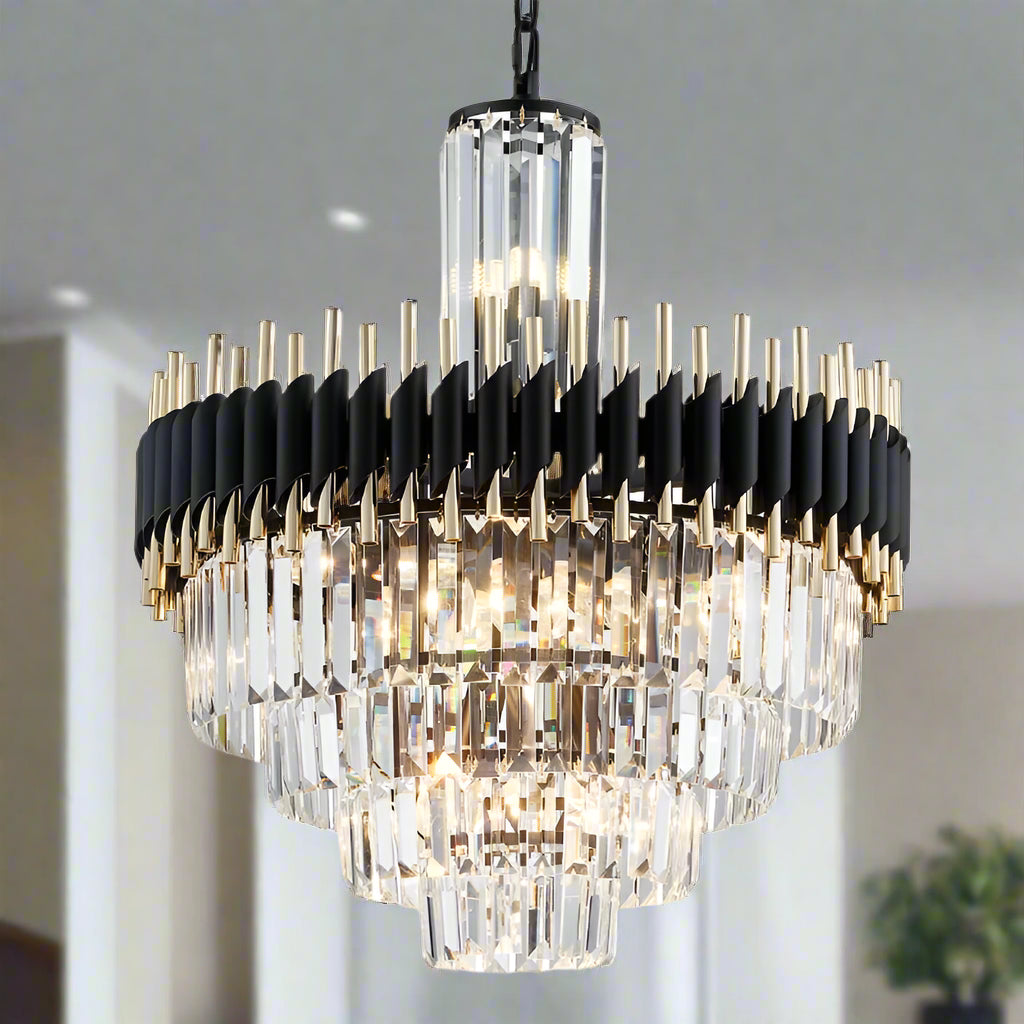 New Peri Modern Crystal Chandelier with K9 Crystal and High-Quality Metal Frame, Featuring E14 LED Bulbs for Energy-Efficient Lighting in Luxury Interior Design