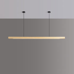 Lights of Scandinavia - Lindö - Modern long hanging dining room pendant light ala Nordic style. Will also make a good fit for office areas, restaurants and bars. Pine wood or black walnut Use the included remote to change color temperature between cold, neutral and warm light.