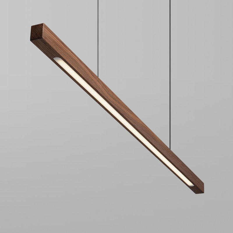 Lights of Scandinavia - Lindö - Modern long hanging dining room pendant light ala Nordic style. Will also make a good fit for office areas, restaurants and bars. Pine wood or black walnut Use the included remote to change color temperature between cold, neutral and warm light.